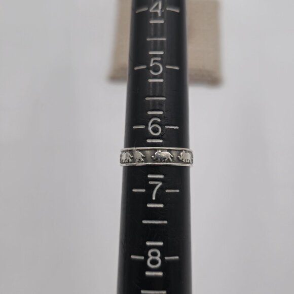 Size 6.5 Sterling Silver Small Rustic Elephants Ring A2173 - Picture 5 of 7